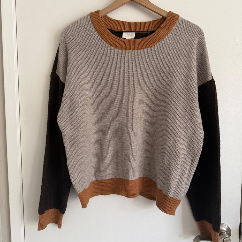 Cyrus Ribbed Knit Sweater Brown Camel Large Granolagirl Barncore Fall Sweater